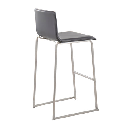 Grey Faux Leather Barstool Set of 2 - Kitchen Dining Room