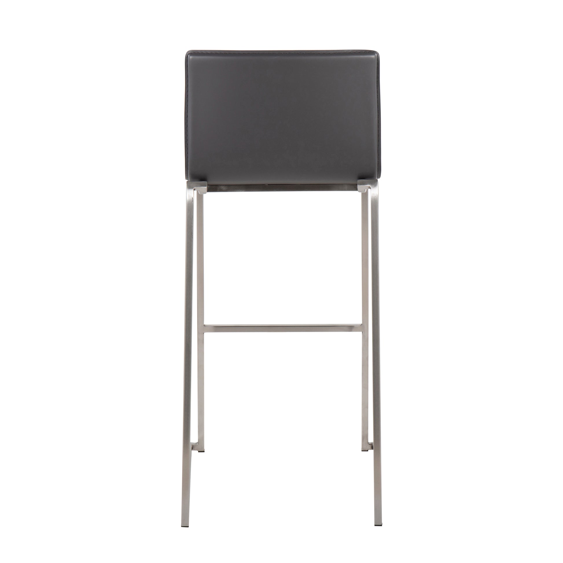 Grey Faux Leather Barstool Set of 2 - Kitchen Dining Room