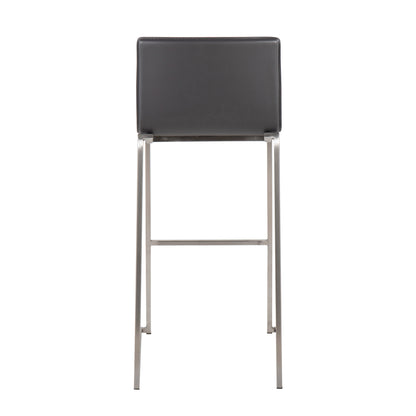Grey Faux Leather Barstool Set of 2 - Kitchen Dining Room