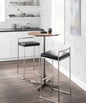 Contemporary Stackable Barstool with Black Faux Leather  - Set of 2