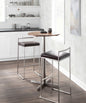 Contemporary Stackable Barstool with Brown Faux Leather  - Set of 2