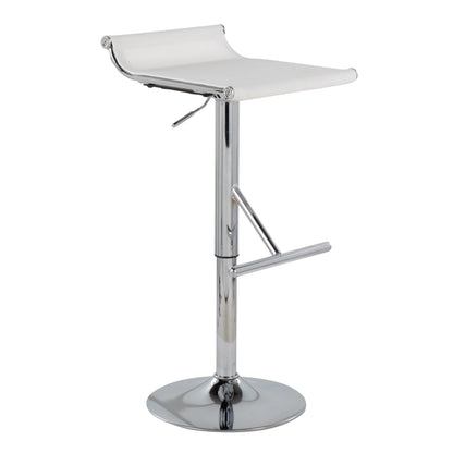 Contemporary Adjustable Bar Stool in Chrome and White Mesh