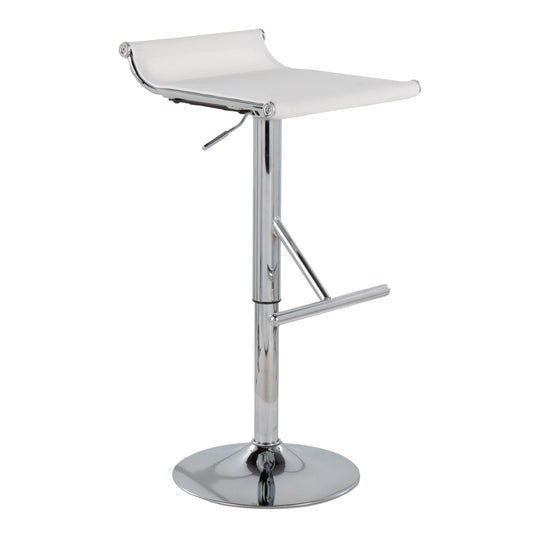 Contemporary Adjustable Bar Stool in Chrome and White Mesh