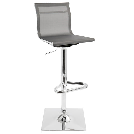 Contemporary Adjustable Barstool with Swivel in Silver