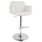 Stout Contemporary Adjustable Barstool with Swivel and White Faux Leather
