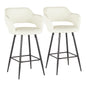 Contemporary Counter Stool in Black Metal and Cream Faux Leather  - Set of 2