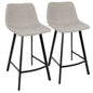 Counter Stool in Black with Grey Faux Leather  - Set of 2
