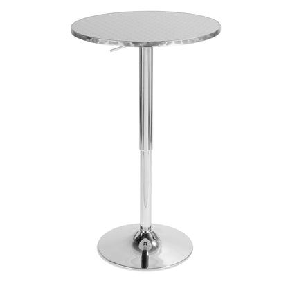 Contemporary Adjustable Round Bar Table in Silver