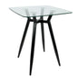 Mid-Century Modern Square Counter Table with Black Metal Legs and Clear Glass Top