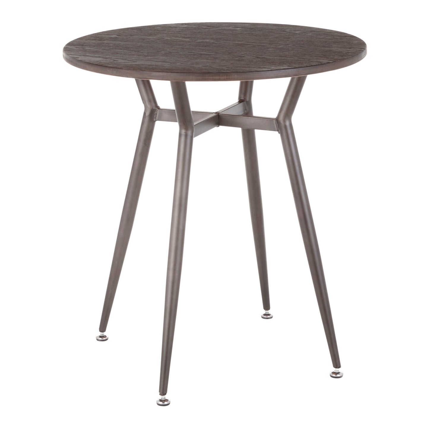 Round Dinette Table in Antique Metal and Espresso Wood-Pressed Grain Bamboo