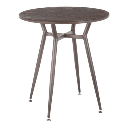 Round Dinette Table in Antique Metal and Espresso Wood-Pressed Grain Bamboo