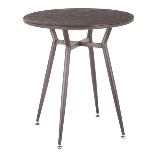 Round Dinette Table in Antique Metal and Espresso Wood-Pressed Grain Bamboo