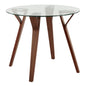 Folia Mid-Century Modern Round Dinette Table in Walnut Wood and Clear Glass by