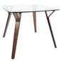 Folia Mid-Century Modern Dinette Table in Walnut and Glass by