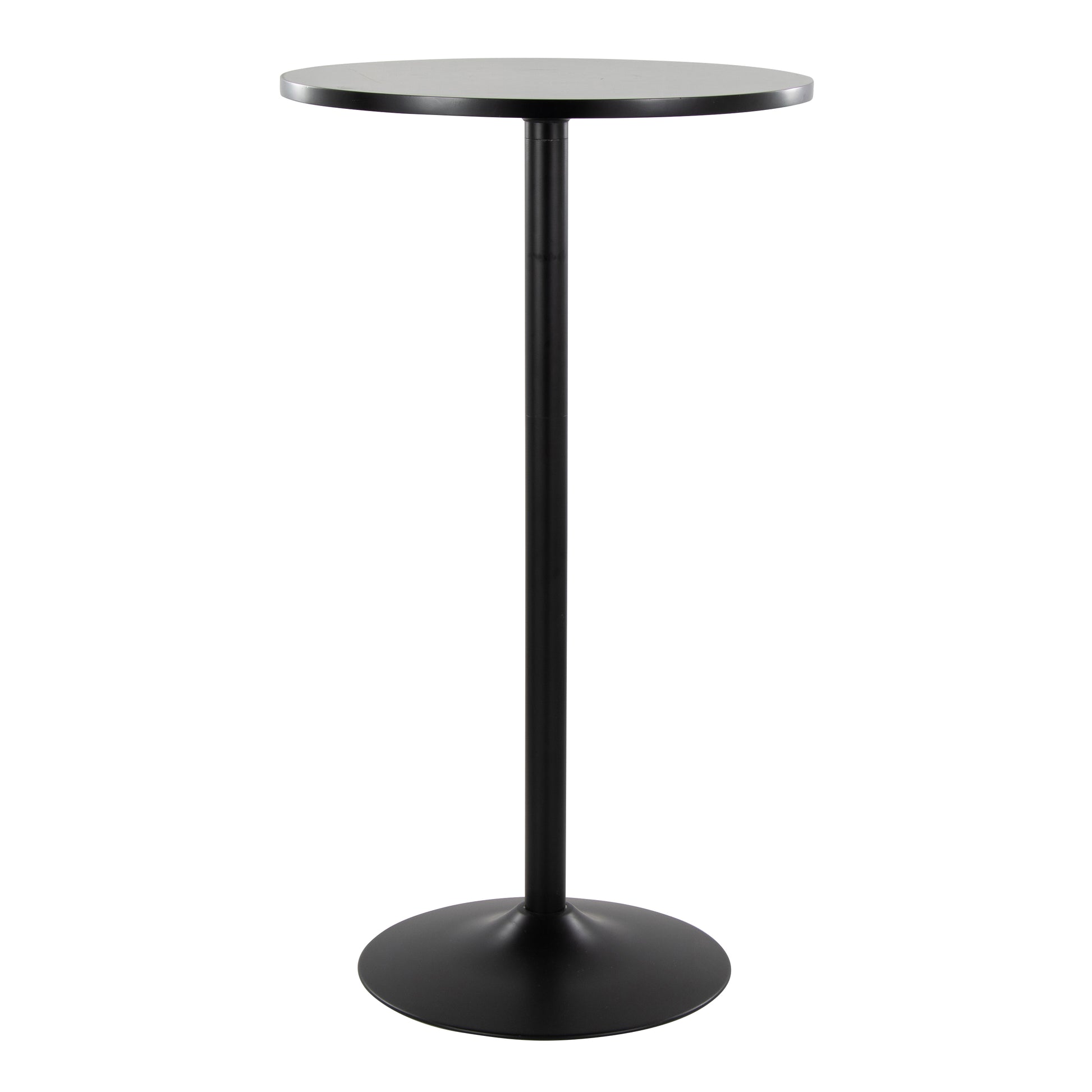 Mid-Century Modern Dining Table Adjustable Height Black Metal and Wood