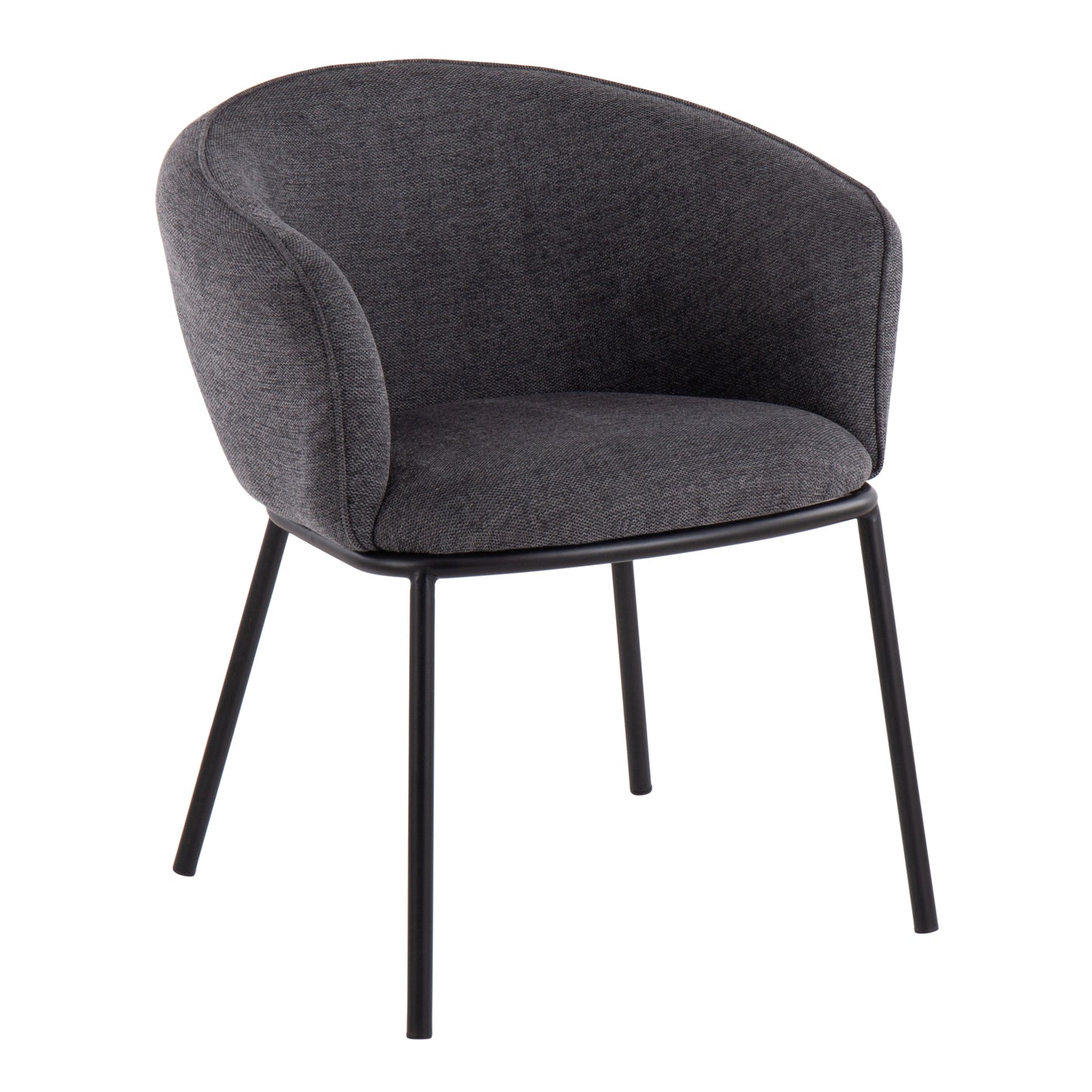 Contemporary Chair in Black Steel and Charcoal Fabric