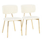 Contemporary Chair in Gold Metal and Cream Velvet  - Set of 2