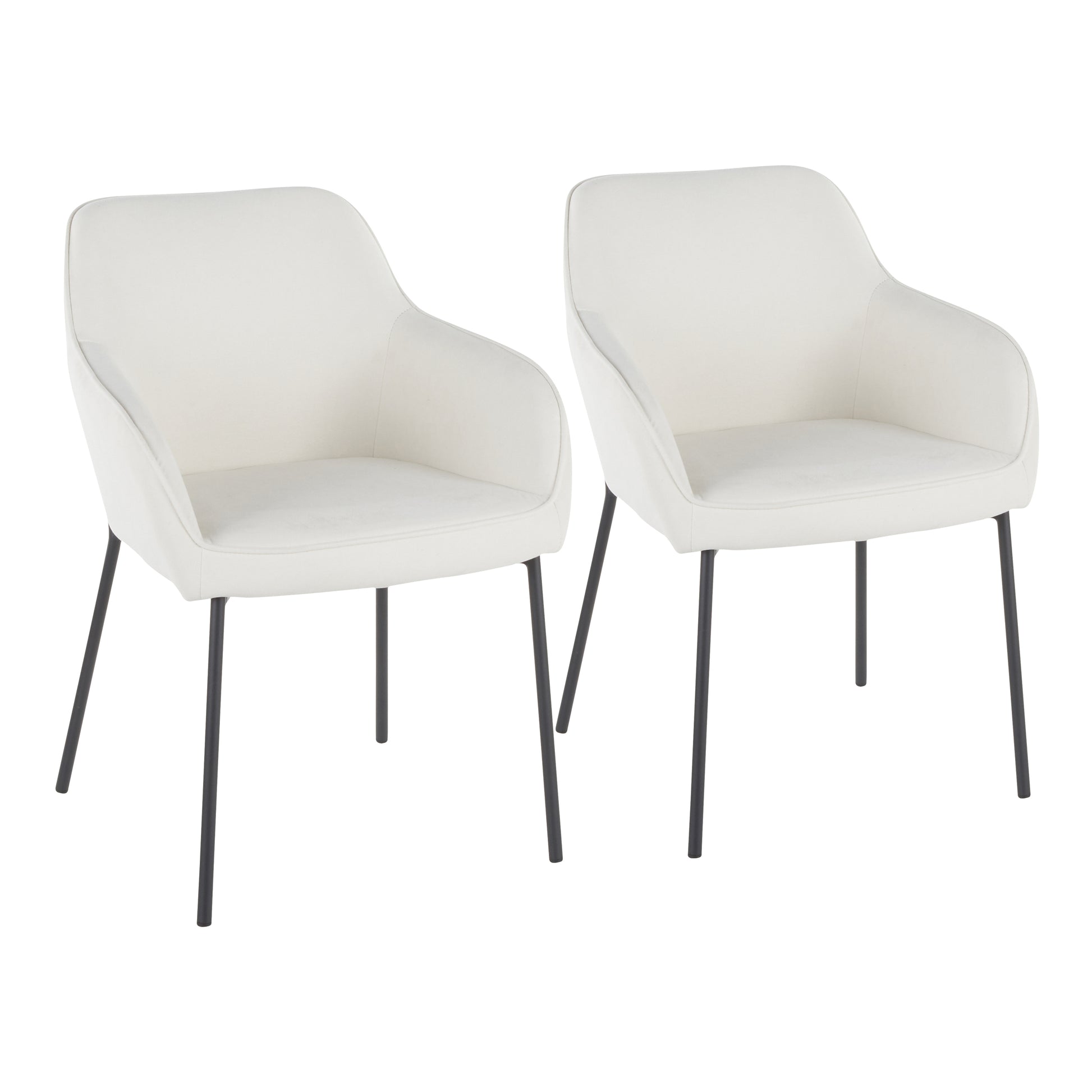 Daniella Contemporary Dining Chair in Black Metal and Cream Fabric by  - Set of 2