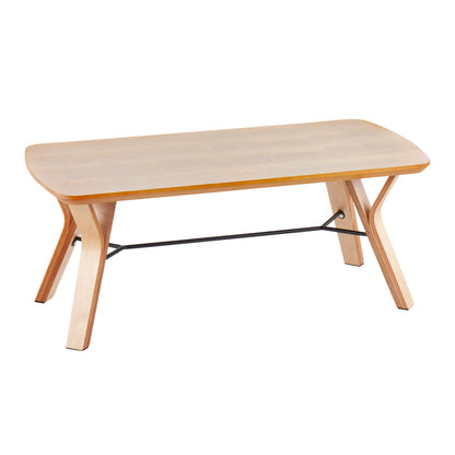 Folia Mid-Century Modern Bench in Natural Wood by
