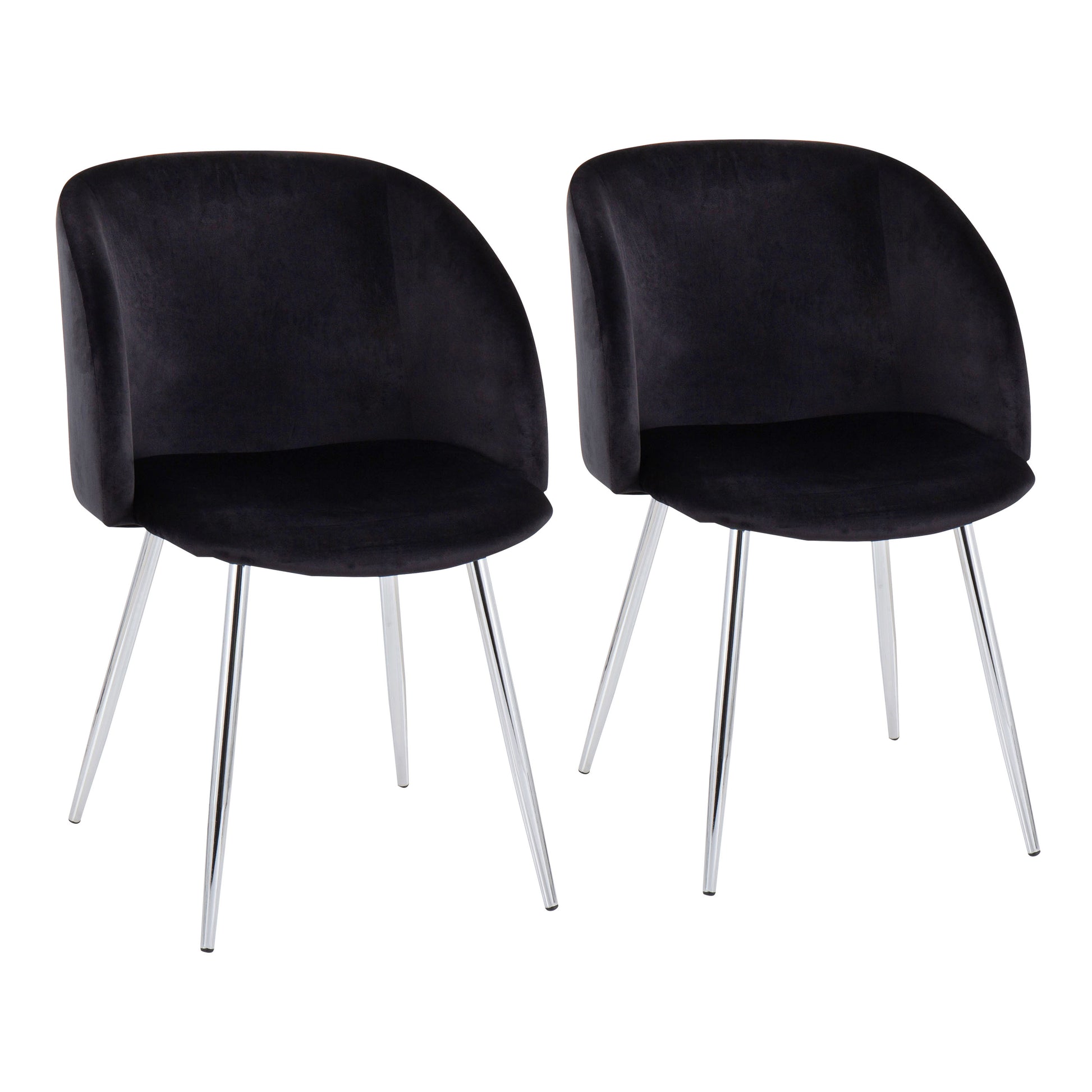 Contemporary Chair in Chrome and Black Velvet  - Set of 2