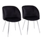Contemporary Chair in Chrome and Black Velvet  - Set of 2