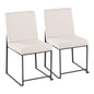 High Back  Contemporary Dining Chair in Black Steel and Beige Fabric  - Set of 2