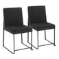 High Back  Contemporary Dining Chair in Black Steel and Black Velvet  - Set of 2