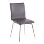 Mason Contemporary Upholstered Chair in Brushed Stainless Steel and Grey Faux Leather  - Set of 2