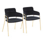Contemporary Chair in Gold Metal and Black Velvet  - Set of 2