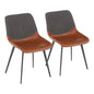 Two-Tone Chair in Brown Faux Leather and Grey Fabric  - Set of 2