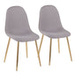 Contemporary Chair in Gold Steel and Light Grey Fabric  - Set of 2