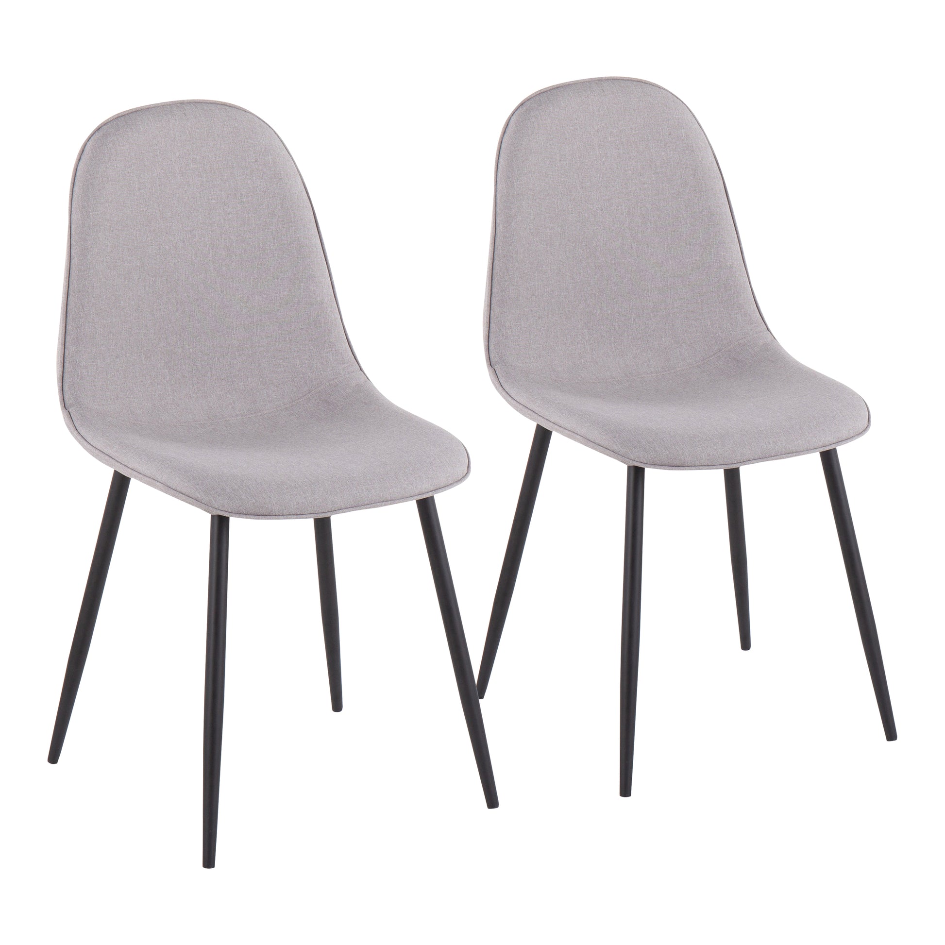 Contemporary Chair in Black Steel and Light Grey Fabric  - Set of 2