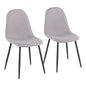 Contemporary Chair in Black Steel and Light Grey Fabric  - Set of 2