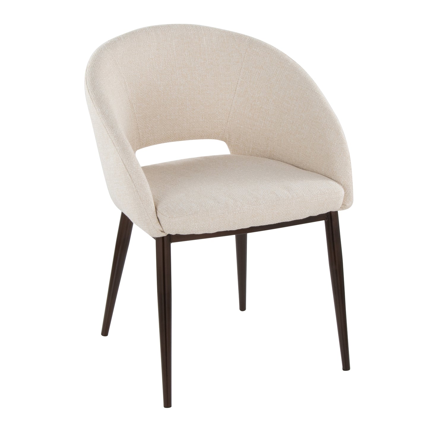 Contemporary Chair in Copper Metal with Cream Noise Fabric