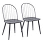 High Back Armless Chair in Black Metal and Black Wood  - Set of 2