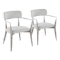 Contemporary Chair in Grey Brushed Wood and Light Grey Fabric with Silver Accent  - Set of 2