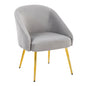 Contemporary Chair in Gold Metal and Silver Velvet