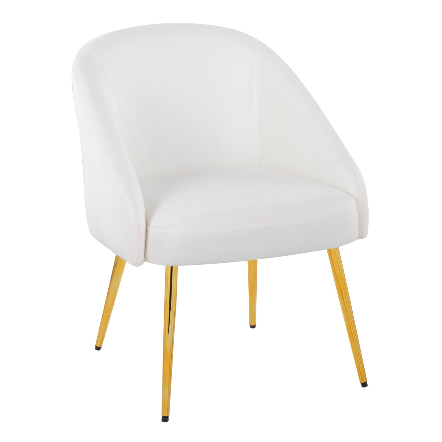 Contemporary Chair in Gold Metal and White Velvet