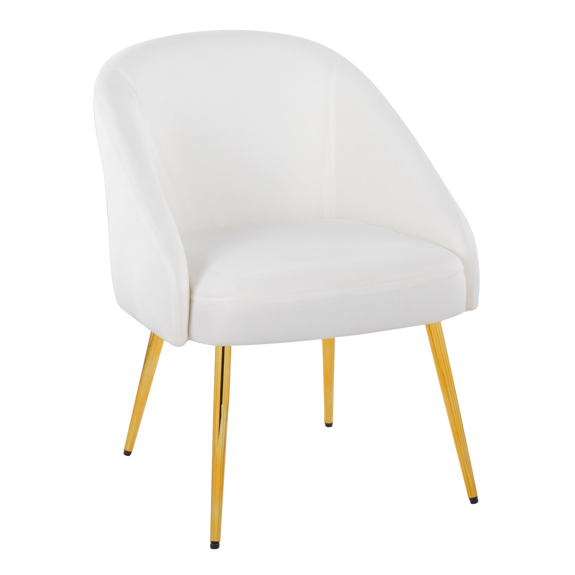 Contemporary Chair in Gold Metal and White Velvet