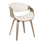 Mid-Century Modern Dining/accent Chair in Light Grey Wood and White Faux Leather
