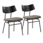 Mid-Century Modern Chair in Black Metal, Dark Grey Faux Leather, and Black Wood  - Set of 2