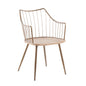 Chair in Antique Copper Metal and White Washed Wood