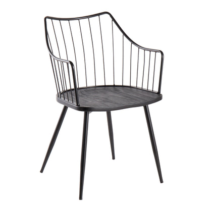 Chair in Black Metal and Black Wood