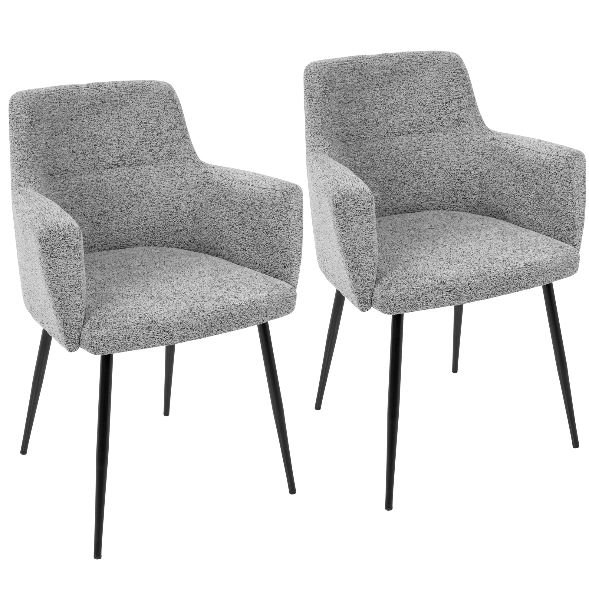 Contemporary Dining/Accent Chair in Black with Grey Fabric  - Set of 2