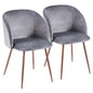 Contemporary Dining/Accent Chair in Walnut with Grey Velvet  - Set of 2