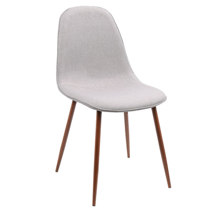 Grey Fabric Dining Chairs - Set of 2 Mid-Century Style