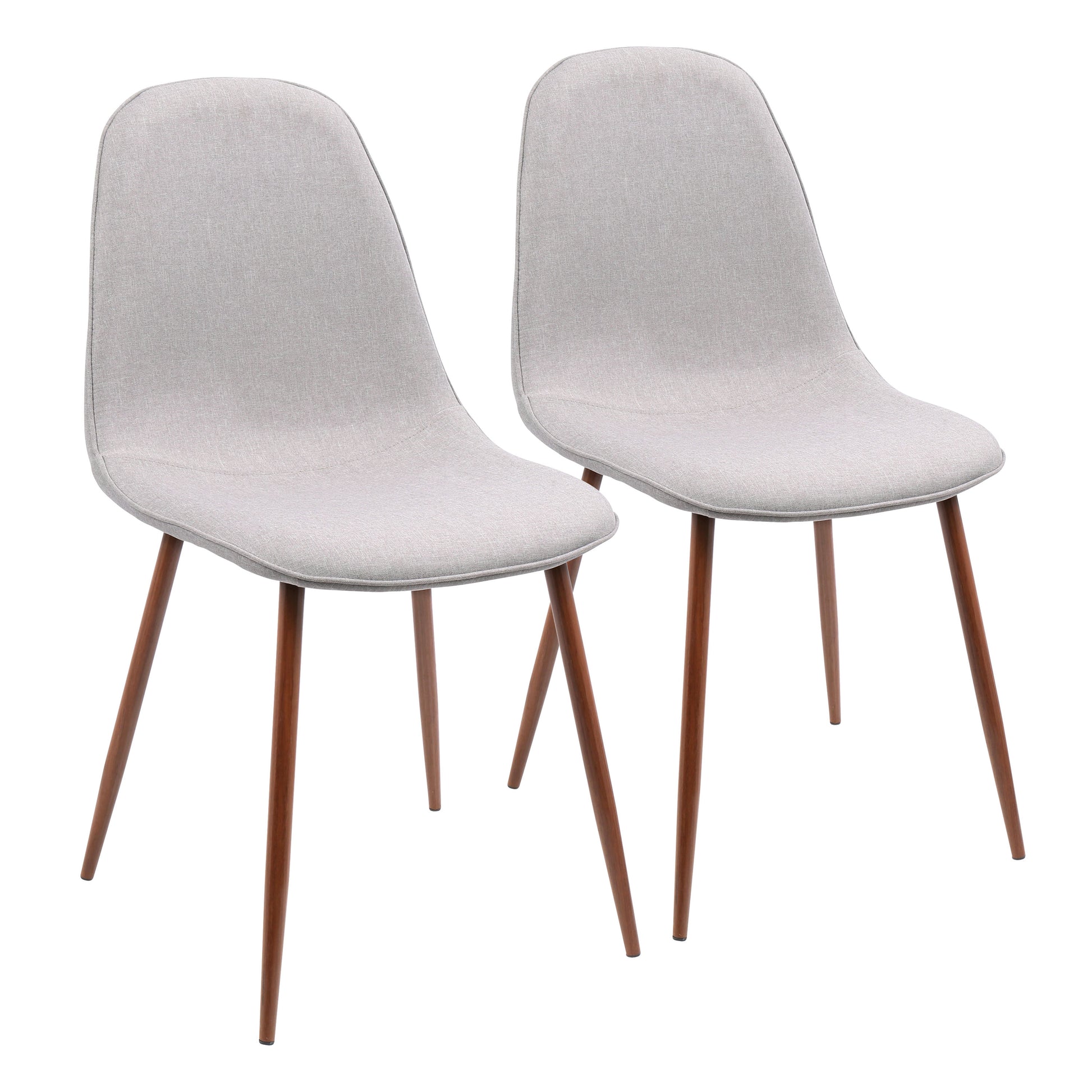 Mid-Century Modern Dining/Accent Chair in Walnut and Grey Fabric  - Set of 3