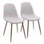 Mid-Century Modern Dining/Accent Chair in Walnut and Grey Fabric  - Set of 3