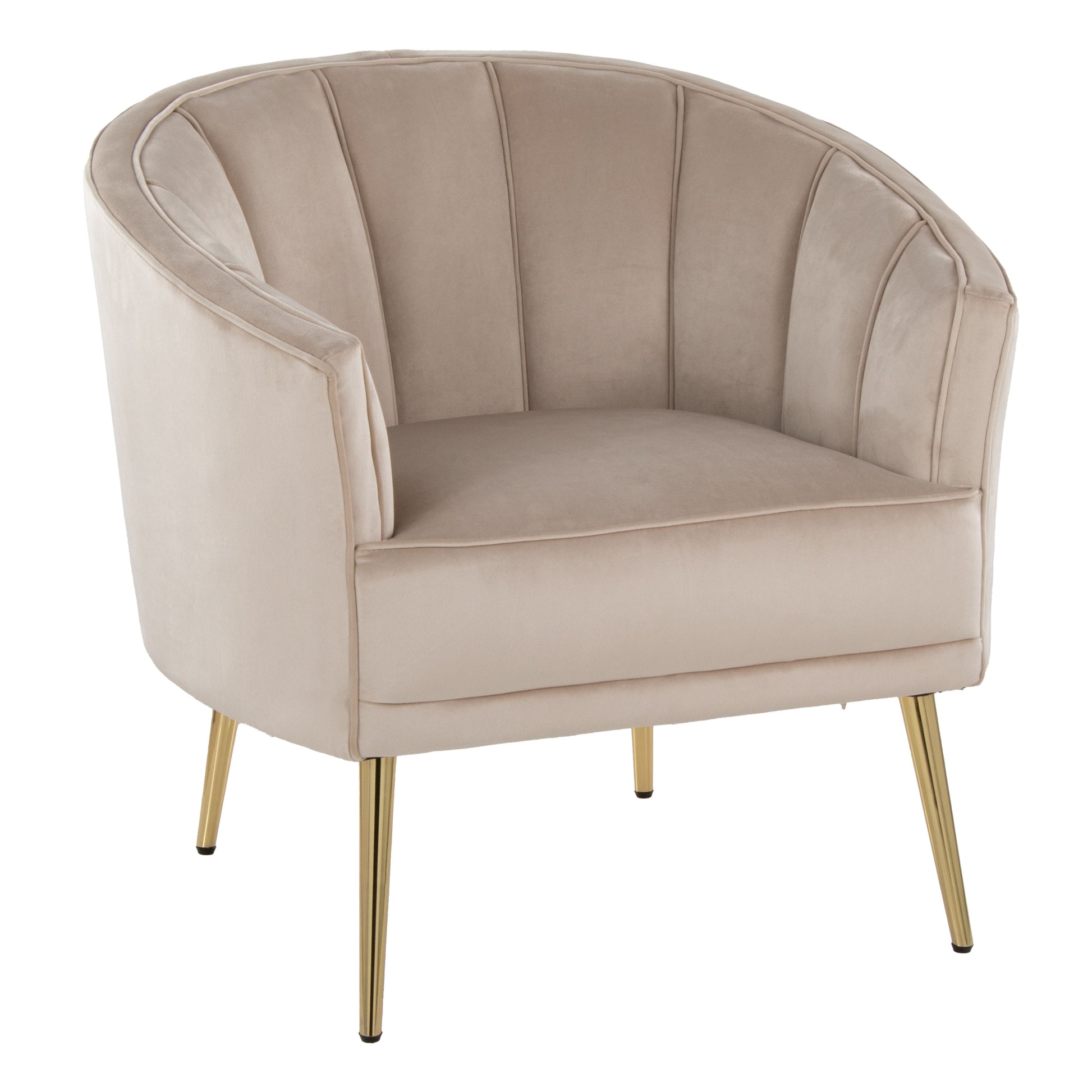 Contemporary Accent Chair in Gold Metal and Champagne Velvet