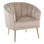 Contemporary Accent Chair in Gold Metal and Champagne Velvet
